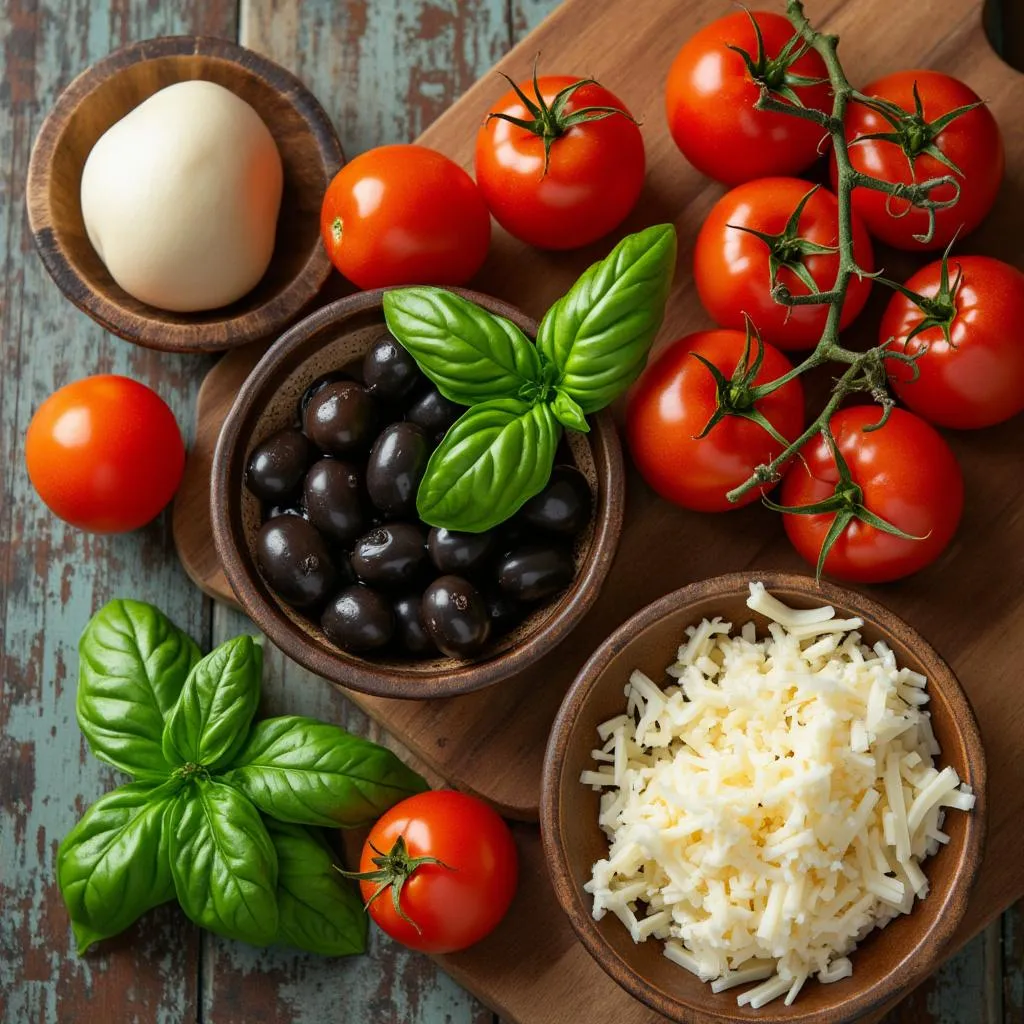 Ingredientes frescos para pizza